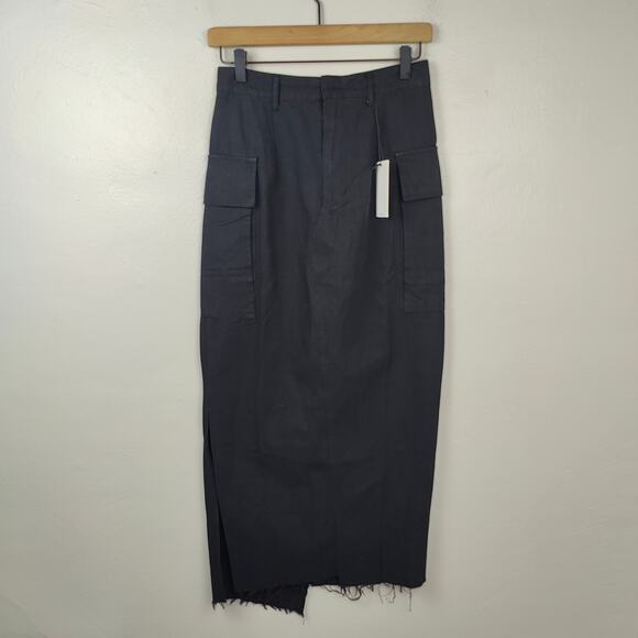 Local‎ European Cargo Maxi Skirt Womens Small Black Y2K Grunge Goth NWT - Picture 1 of 11